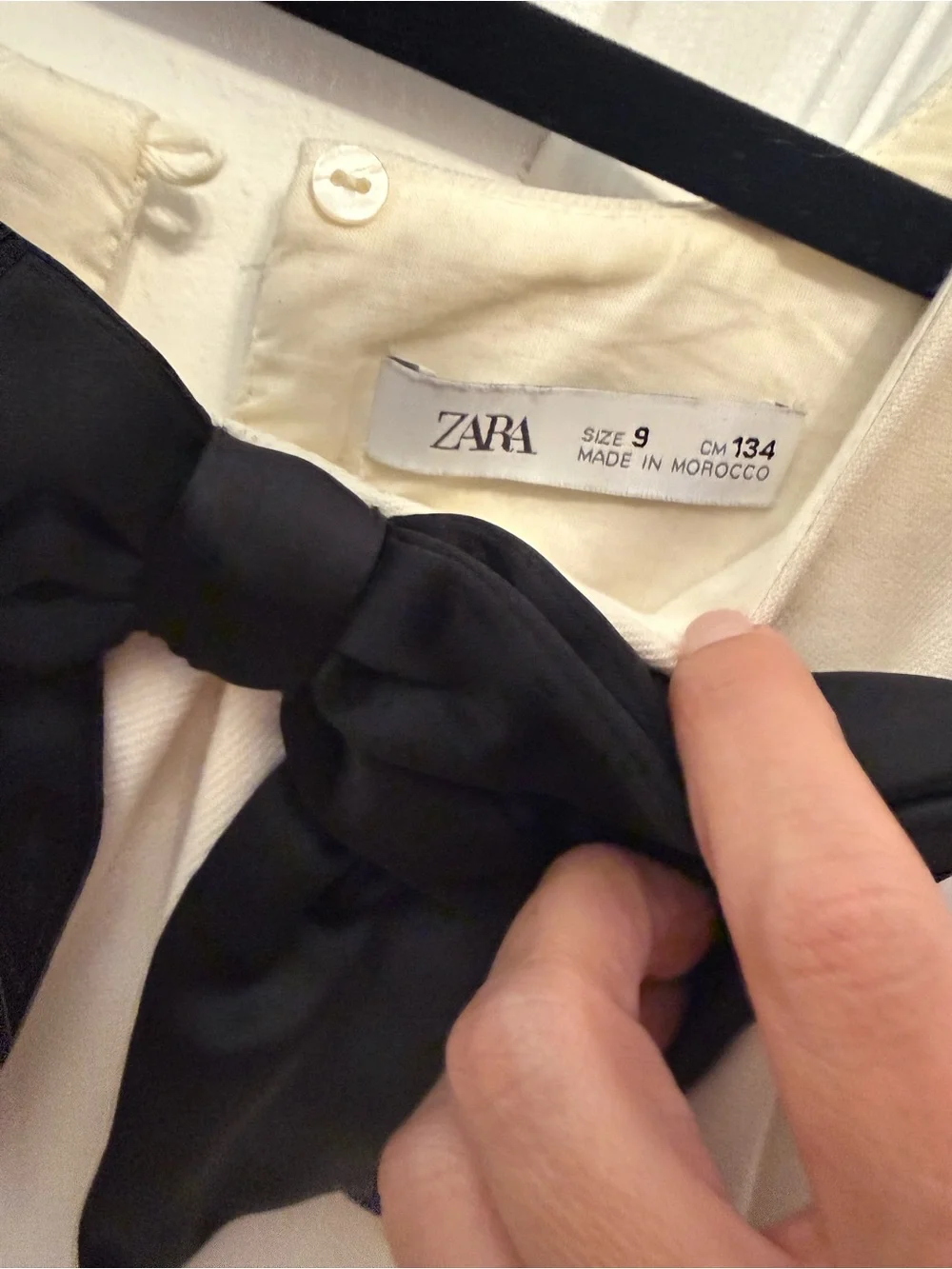 Zara Cream A-Line Dress with Black Bow